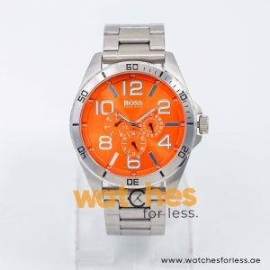 Hugo Boss Men’s Quartz Silver Stainless Steel Orange Dial 48mm Watch 1512944/1