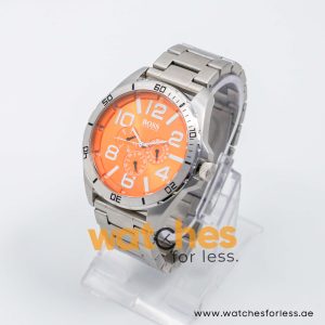 Hugo Boss Men’s Quartz Silver Stainless Steel Orange Dial 48mm Watch 1512944/1