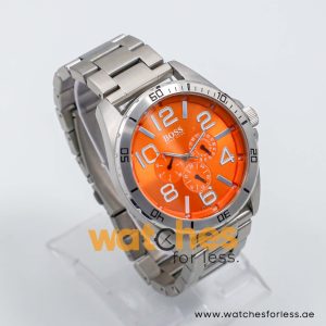 Hugo Boss Men’s Quartz Silver Stainless Steel Orange Dial 48mm Watch 1512944/1