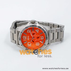 Hugo Boss Men’s Quartz Silver Stainless Steel Orange Dial 48mm Watch 1512944/1