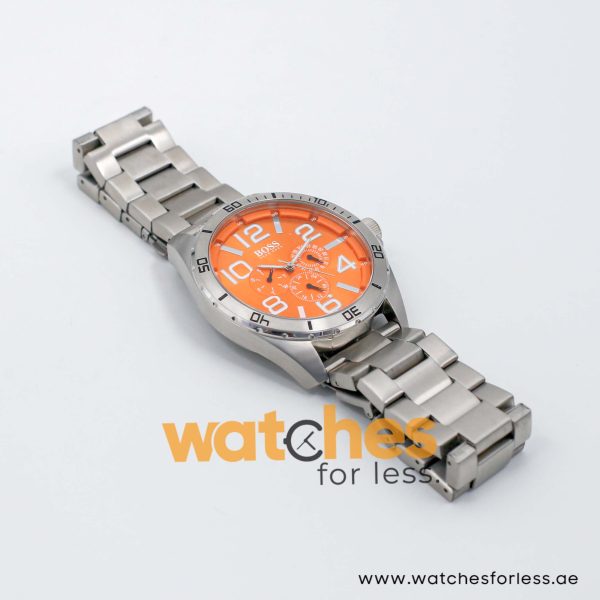 Hugo Boss Men’s Quartz Silver Stainless Steel Orange Dial 48mm Watch 1512944/1