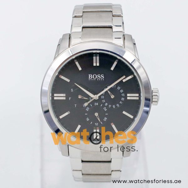 Hugo Boss Men’s Quartz Silver Stainless Steel Black Dial 44mm Watch 1512893 UAE DUBAI AJMAN SHARJAH ABU DHABI RAS AL KHAIMA UMM UL QUWAIN ALAIN FUJAIRAH