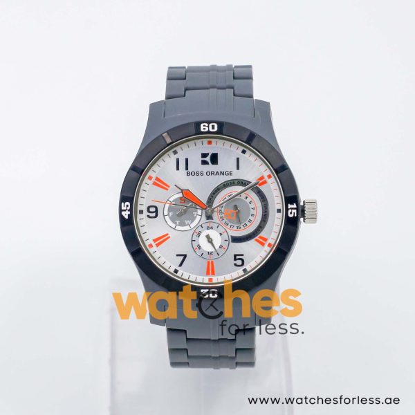 Hugo Boss Men’s Quartz Grey Plastic Chain Silver Sunray Dial 44mm Watch 1512534 UAE DUBAI AJMAN SHARJAH ABU DHABI RAS AL KHAIMA UMM UL QUWAIN ALAIN FUJAIRAH