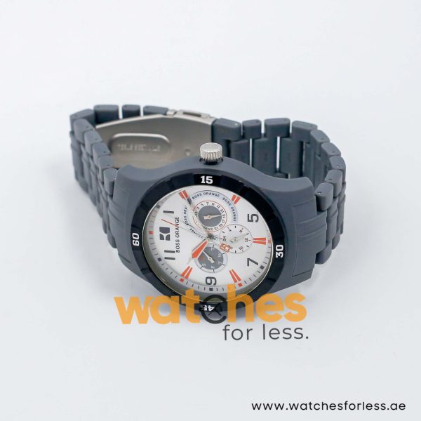 Hugo Boss Men’s Quartz Grey Plastic Chain Silver Sunray Dial 44mm Watch 1512534 UAE DUBAI AJMAN SHARJAH ABU DHABI RAS AL KHAIMA UMM UL QUWAIN ALAIN FUJAIRAH