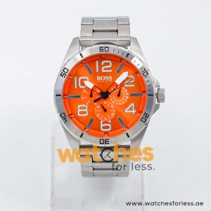 Hugo Boss Men’s Quartz Silver Stainless Steel Orange Dial 48mm Watch 1512944