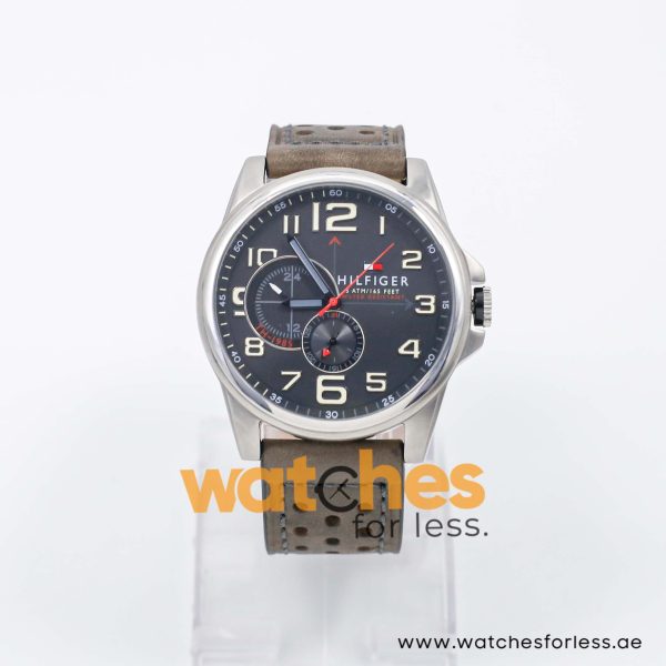 Tommy Hilfiger Men’s Quartz Grey Leather Strap Black Dial 46mm Watch 1791004 UAE DUBAI AJMAN SHARJAH ABU DHABI RAS AL KHAIMA UMM UL QUWAIN ALAIN FUJAIRAH