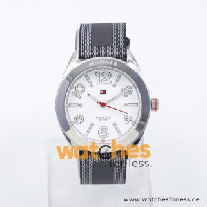 Tommy Hilfiger Women’s Quartz Black & Grey Nylon Strap White Dial 40mm Watch 1781256/1