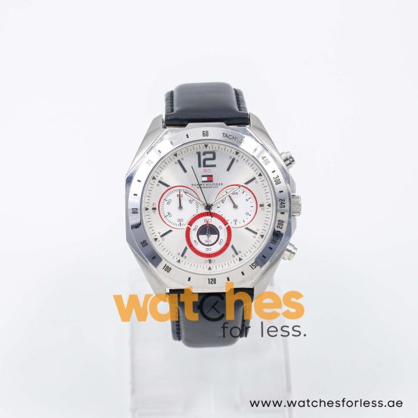 Tommy Hilfiger Men’s Quartz Black Leather Strap Silver Dial 45mm Watch 1790656 UAE DUBAI AJMAN SHARJAH ABU DHABI RAS AL KHAIMA UMM UL QUWAIN ALAIN FUJAIRAH