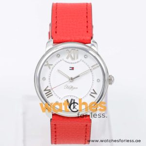 Tommy Hilfiger Women’s Quartz Red Leather Strap White Dial 36mm Watch 1781002