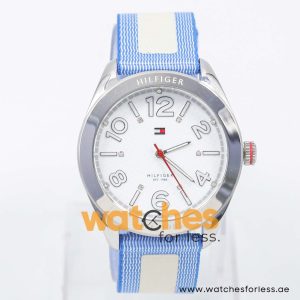 Tommy Hilfiger Women’s Quartz Blue & White Nylon Strap White Dial 40mm Watch 1781256/2