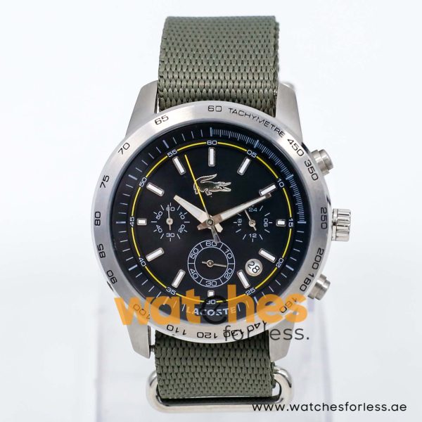 Lacoste Men’s Quartz Olive Green Nylon Strap Black Dial 44mm Watch 2010472 UAE DUBAI AJMAN SHARJAH ABU DHABI RAS AL KHAIMA UMM UL QUWAIN ALAIN FUJAIRAH