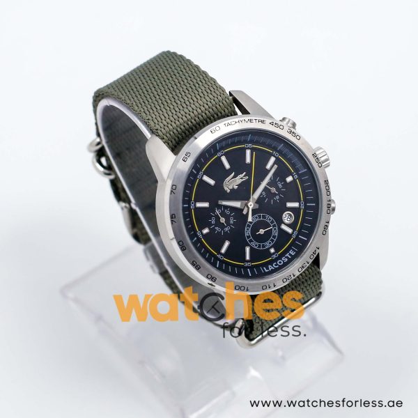 Lacoste Men’s Quartz Olive Green Nylon Strap Black Dial 44mm Watch 2010472 UAE DUBAI AJMAN SHARJAH ABU DHABI RAS AL KHAIMA UMM UL QUWAIN ALAIN FUJAIRAH