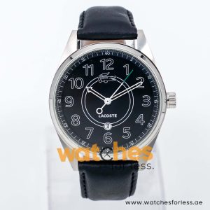 Lacoste Men’s Quartz Black Leather Strap Black Dial 43mm Watch 2010624