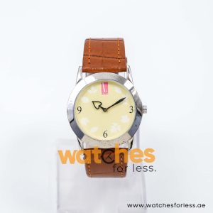 Elle Women’s Quartz Brown Leather Strap Lemon Dial 37mm Watch EL0007