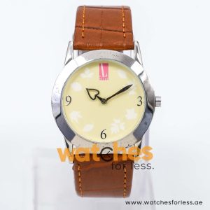 Elle Women’s Quartz Brown Leather Strap Lemon Dial 37mm Watch EL0007