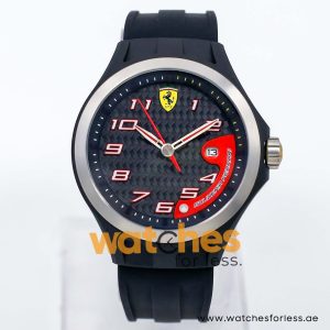 Ferrari Men’s Quartz Black Silicone Strap Black Dial 44mm Watch 830012