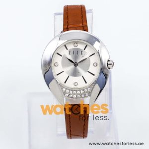 Elle Women’s Quartz Brown Leather Strap Silver & White Dial 35mm Watch EL0002