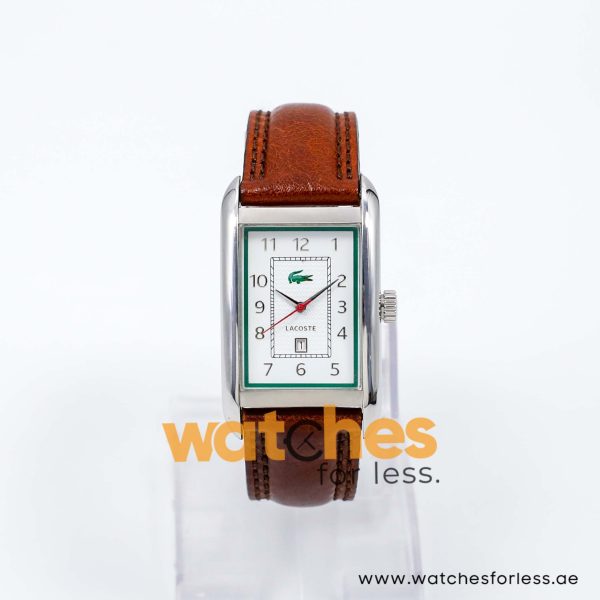 Lacoste Men’s Quartz Dark Brown Leather Strap White Dial 29mm Watch 2010603