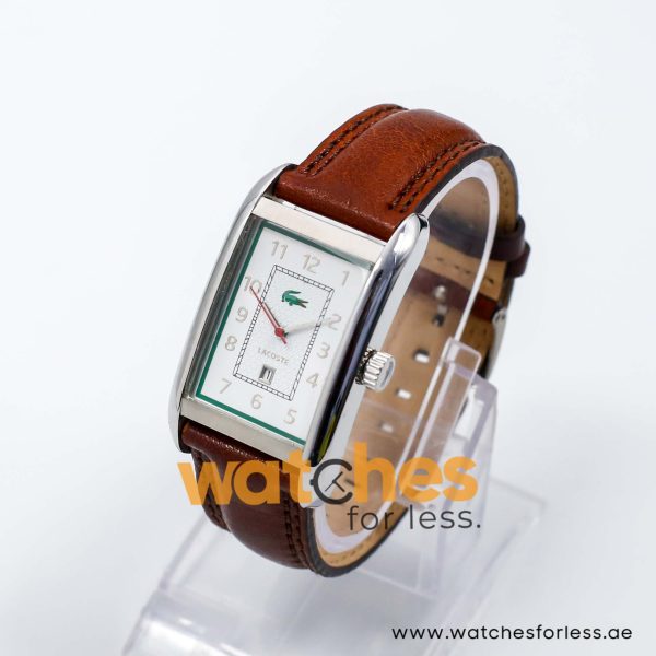 Lacoste Men’s Quartz Dark Brown Leather Strap White Dial 29mm Watch 2010603