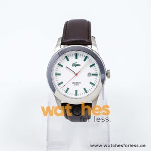 Lacoste Men’s Quartz Dark Brown Leather Strap White Dial 42mm Watch 2010483