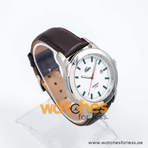 Lacoste Men’s Quartz Dark Brown Leather Strap White Dial 42mm Watch 2010483 UAE DUBAI AJMAN SHARJAH ABU DHABI RAS AL KHAIMA UMM UL QUWAIN ALAIN FUJAIRAH