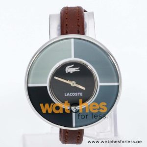 Lacoste Women’s Quartz Dark Brown Leather Strap Black Dial 42mm Watch 2000607