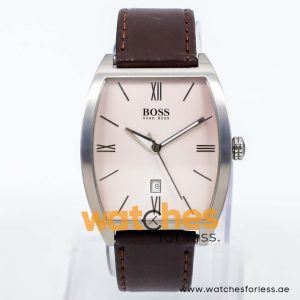 Hugo Boss Men’s Quartz Dark Brown Leather Off-White Dial 37mm Watch 1512026