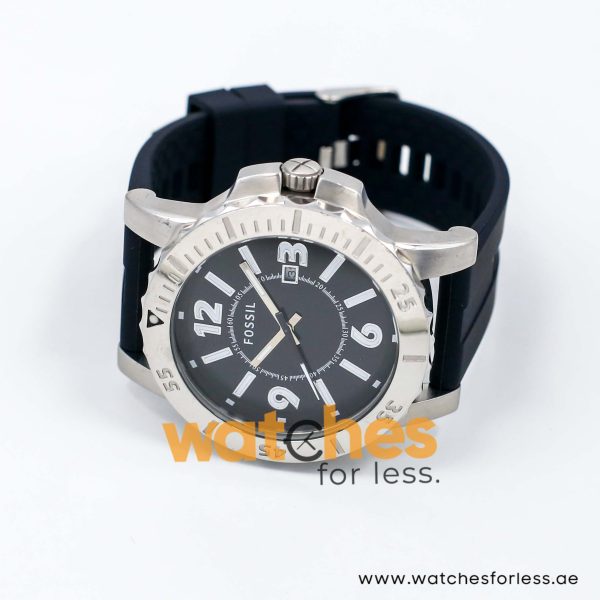 Fossil Men’s Quartz Black Silicone Strap Black Dial 45mm Watch BQ1022/6