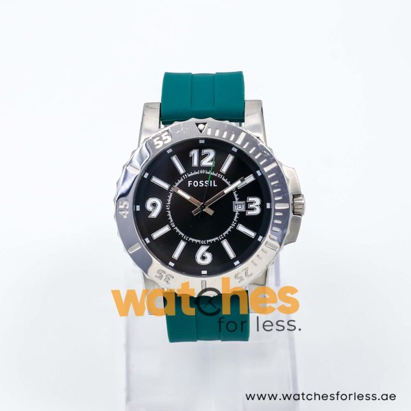 Fossil Men’s Quartz Green Silicone Strap Black Dial 45mm Watch BQ1022/2