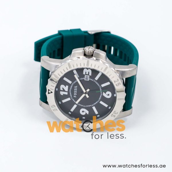 Fossil Men’s Quartz Green Silicone Strap Black Dial 45mm Watch BQ1022/2