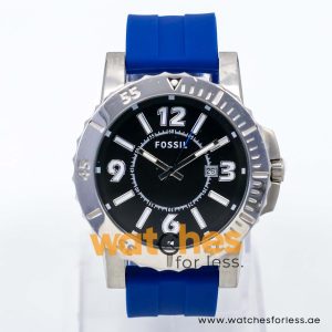 Fossil Men’s Quartz Blue Silicone Strap Black Dial 45mm Watch BQ1022