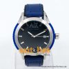 Armani Exchange Men’s Quartz Blue & Black Leather Strap Black Dial 46mm Watch Ax1228