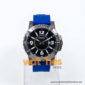 Fossil Men’s Quartz Blue Silicone Strap Black Dial 45mm Watch BQ1022/5