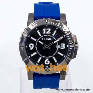 Fossil Men’s Quartz Blue Silicone Strap Black Dial 45mm Watch BQ1022/5