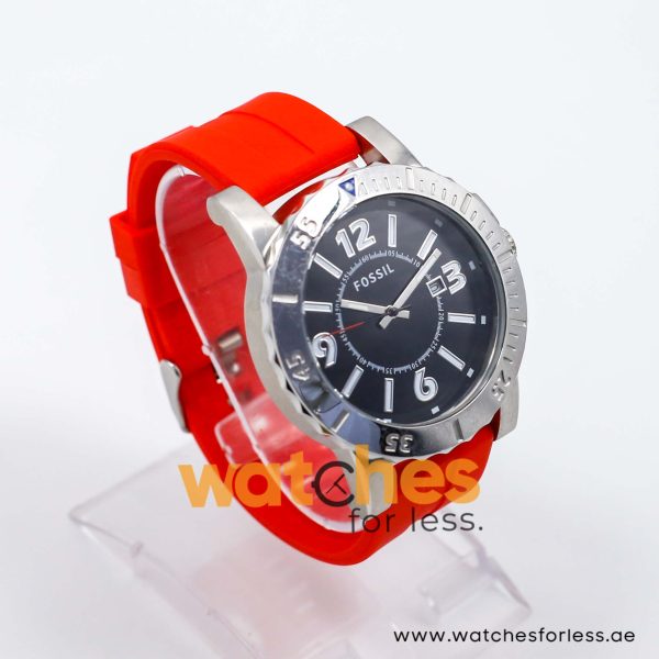 Fossil Men’s Quartz Red Silicone Strap Black Dial 45mm Watch BQ1022/4