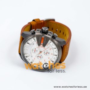 Diesel Men’s Quartz Camel Brown Leather Strap White Dial 54mm Watch DZ4344/1