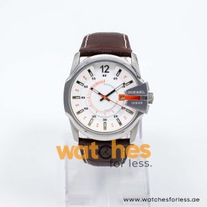 Diesel Men’s Quartz Dark Brown Leather Strap White Dial 45mm Watch DZ1668/1