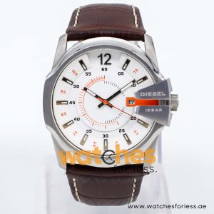 Diesel Men’s Quartz Dark Brown Leather Strap White Dial 45mm Watch DZ1668/1