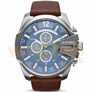 Diesel Men’s Quartz Brown Leather Strap Blue Dial 54mm Watch DZ4281