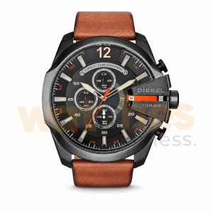 Diesel Men’s Quartz Brown Leather Strap Black Dial 51mm Watch DZ4343