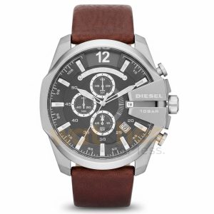 Diesel Men’s Quartz Brown Leather Strap Grey Dial 59mm Watch DZ4290