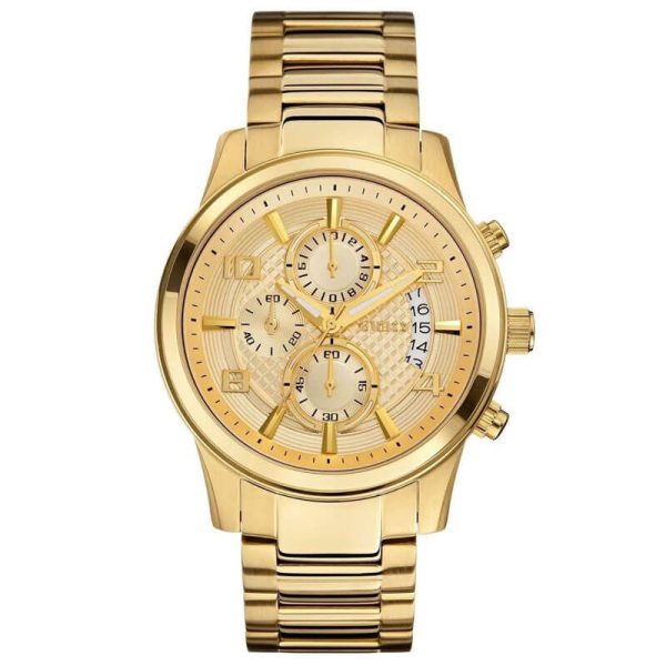 Guess Men’s Quartz Gold Stainless Steel Gold Dial 44mm Watch W0075G5