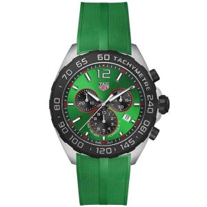 Tag Heuer Formula 1 Men’s Quartz Swiss Made Green Silicone Strap Green Dial 43mm Watch CAZ101AP.FT8056