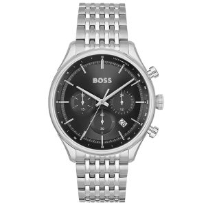 Hugo Boss Men’s Quartz Silver Stainless Steel Black Dial 45mm Watch 1514082