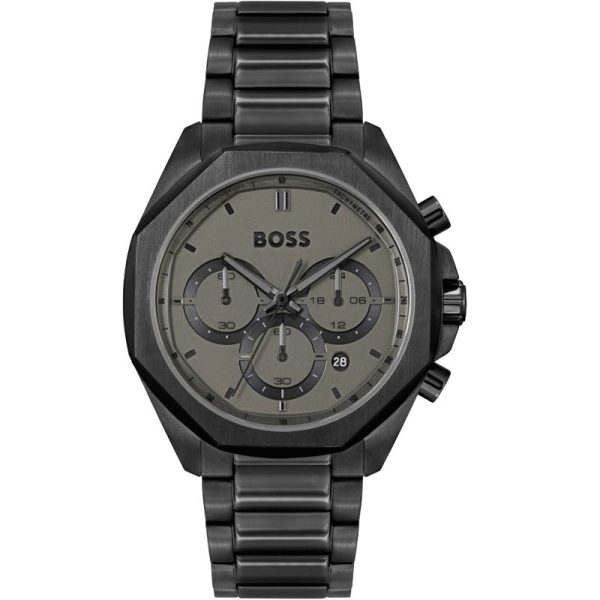 Hugo Boss Men’s Quartz Black Stainless Steel Grey Dial 42mm Watch 1514016