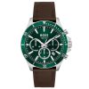 Hugo Boss Men’s Quartz Brown Leather Strap Green Dial 45mm Watch 1514098