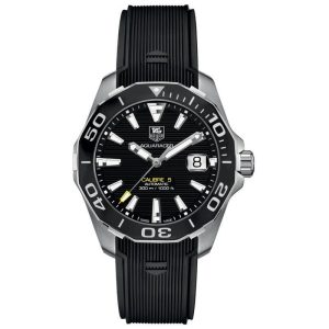 Tag Heuer Aquaracer Men’s Automatic Swiss Made Black Silicone Strap Black Dial 41mm Watch WAY211A.FT6151