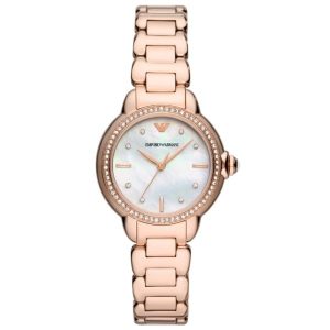 Emporio Armani Women’s Quartz Rose Gold Stainless Steel Mother Of Pearl Dial 32mm Watch AR11523