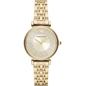 Emporio Armani Women’s Quartz Gold Stainless Steel Beige Dial 32mm Watch AR11608