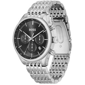 Hugo Boss Men’s Quartz Silver Stainless Steel Black Dial 45mm Watch 1514082